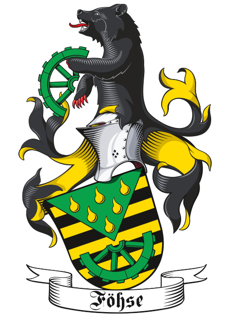 Gestaltung des Familienwappens für Fam. Föhse, seitlich, mit Stechhelm und geneigtem Schild